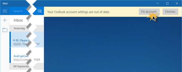 Account Settings Are Out Of Date Windows 10